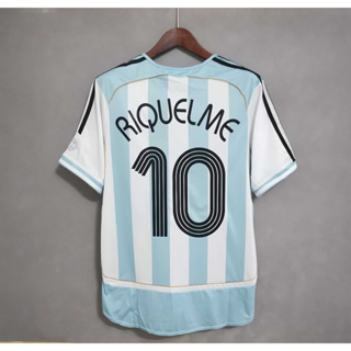 เสื้อกีฬาแขนสั้น ลายทีมชาติฟุตบอล Argent-tina RIQUELME MESSI 2006 ชุดเหย้า คุณภาพสูง สไตล์เรโทร