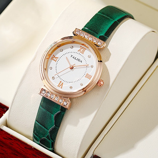 ภาพหน้าปกสินค้านาฬิกาข้อมือควอตซ์ หน้าปัดเลขโรมัน สายหนัง ประดับเพชร หลากสี แฟชั่นสําหรับสตรี ที่เกี่ยวข้อง