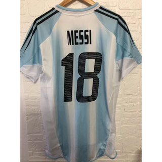 เสื้อกีฬาแขนสั้น ลายทีมชาติฟุตบอล Argentin 2004 MESSI TEVEZ คุณภาพสูง สไตล์เรโทร