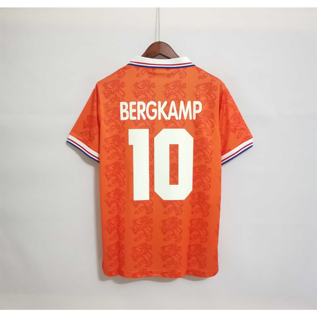 เสื้อกีฬาแขนสั้น-ลายทีมชาติฟุตบอล-netherlands-bergkamp-1995-ชุดเหย้า-คุณภาพสูง-สไตล์เรโทร