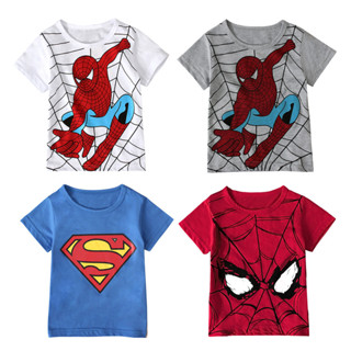 เสื้อยืดแขนสั้น ผ้าฝ้าย พิมพ์ลายการ์ตูน Paw Patrol Spiderman น่ารัก สําหรับเด็กผู้ชาย อายุ 3-9 ปี