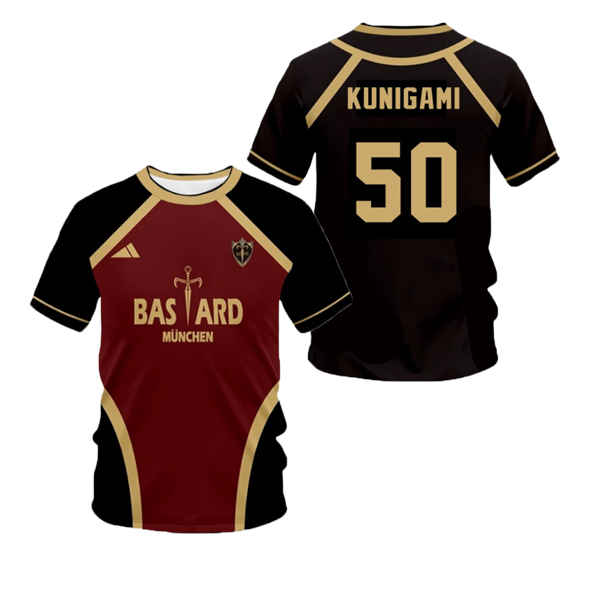 เสื้อยืดใหม่อะนิเมะสีฟ้าล็อคเครื่องแต่งกายคอสเพลย์เครื่องแบบสีแดง