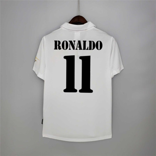 เสื้อกีฬาแขนสั้น ลายทีมฟุตบอล Real-Madrid ZIDANE RONALDO 02-03 ชุดเหย้า คุณภาพสูง สไตล์เรโทร