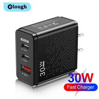 Elough อะแดปเตอร์ที่ชาร์จ USB Type 30W QC 3.0 Dual PD Port แบบพกพา