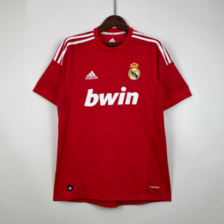 เสื้อกีฬาแขนสั้น ลายทีมชาติฟุตบอล Real Madrid 11/12 ชุดเยือน คุณภาพสูง สีแดง