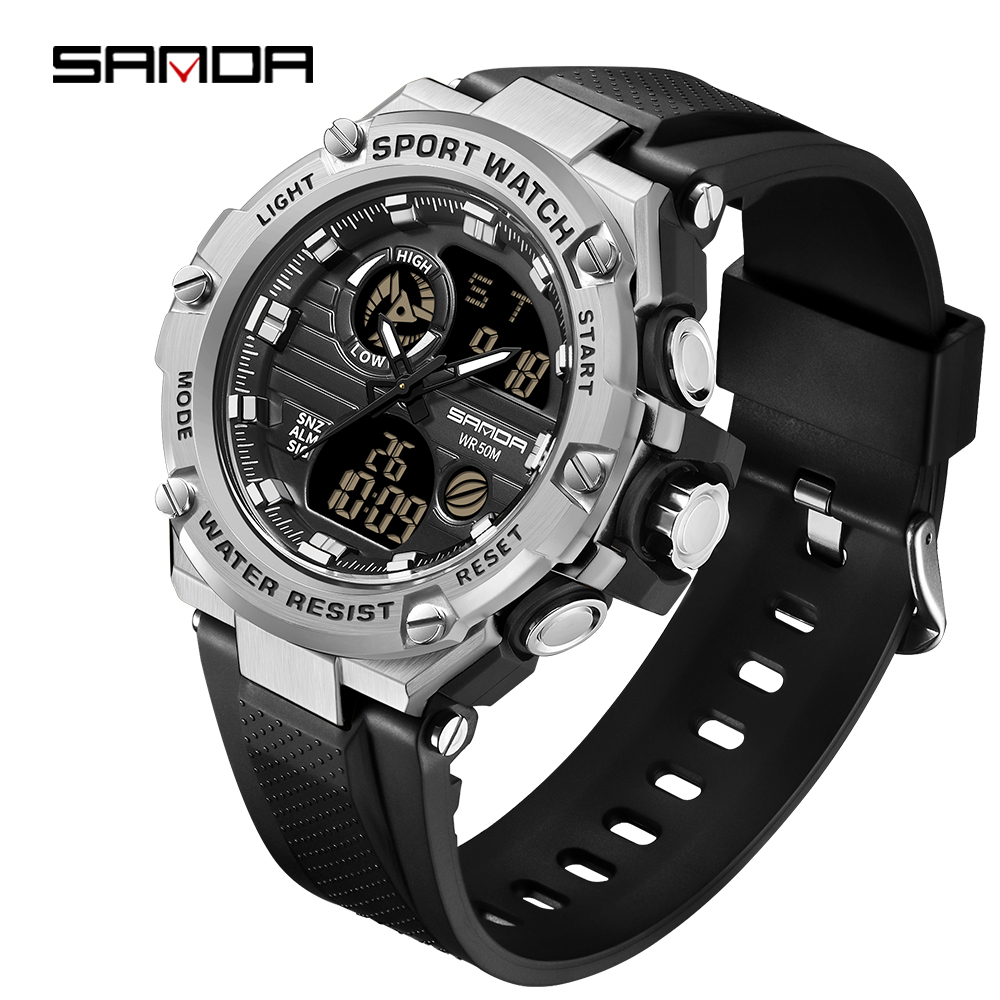 sanda-นาฬิกาข้อมือควอตซ์ดิจิทัล-อิเล็กทรอนิกส์-หน้าจอคู่-led-กันน้ํา-หรูหรา-สไตล์ทหาร-แฟชั่นสําหรับผู้ชาย