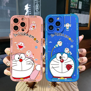 เคสโทรศัพท์มือถือ ขอบสี่เหลี่ยม ป้องกันเต็มเครื่อง ลายโดราเอมอนยิ้ม สําหรับ VIVO Y02 Y16 Y35 Y30 5G Y55 Y75 Y11 Y12i Y22S Y22 4G