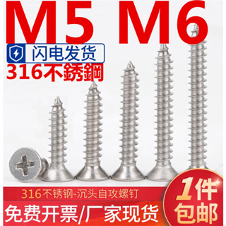 (((M5M6) สกรูสเตนเลส 316 แบบแบน สําหรับงานไม้