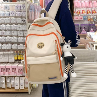 กระเป๋าเป้สะพายหลัง กระเป๋านักเรียน ความจุสูง สีดํา สไตล์เกาหลี สําหรับผู้หญิง