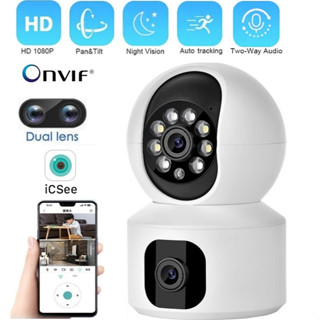 กล้องวงจรปิดรักษาความปลอดภัย 1080P HD Dual Lens PTZ IP WiFi ONVIF Pan ซูมได้ มองเห็นที่มืด มองเห็นที่มืด สําหรับเด็กทารก