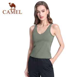 Camel เสื้อกล้ามโยคะ พร้อมแผ่นรองหน้าอก รัดรูป ใส่ด้านนอก ออกกําลังกาย สําหรับผู้หญิง