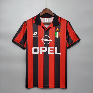 เสื้อกีฬาแขนสั้น ลายทีมชาติฟุตบอล Milan 96-97 ชุดเหย้า สไตล์เรโทร