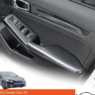 ฝาครอบแผงสวิตช์หน้าต่างรถยนต์ คาร์บอนไฟเบอร์ สําหรับ Honda Civic FE 11th Civic 2022