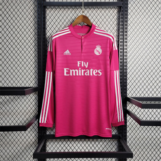 เสื้อกีฬาแขนยาว ลายทีมชาติฟุตบอล Real Madrid สีชมพู เวอร์ชั่นไทย 14 15