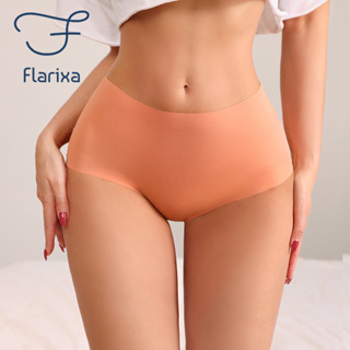 Flarixa กางเกงชั้นใน ผ้าเรยอน ไร้รอยต่อ เอวกลาง แบน หน้าท้อง ผู้หญิง กางเกงชั้นใน สะโพก ยกกระชับ ผ้าฝ้าย ต้านเชื้อแบคทีเรีย เป้าตัว T-back