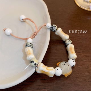 Drejew สร้อยข้อมือ ลูกปัดเซรามิค ดึงออกได้ ดีไซน์ส่วนบุคคล แฟชั่นเรียบง่าย สําหรับลูกสุนัข