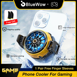 BlueWow พัดลมระบายความร้อน แบบพกพา สําหรับโทรศัพท์มือถือ 4 นิ้ว ถึง 6.7 นิ้ว สีเหลือง