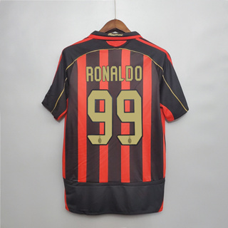 เสื้อกีฬาแขนสั้น ลายทีมชาติฟุตบอล AC Milan RONALDO KAKA PIRLO 06-07 ชุดเหย้า คุณภาพสูง สไตล์เรโทร