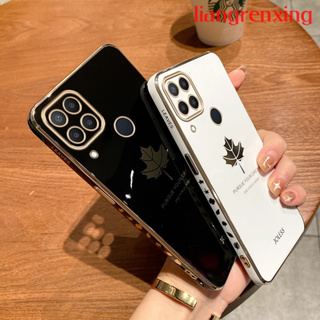เคสโทรศัพท์มือถือ ซิลิโคนนิ่ม ชุบไฟฟ้า กันกระแทก ลายการ์ตูนใบเมเปิ้ล สําหรับ Realme C15 DDFY02