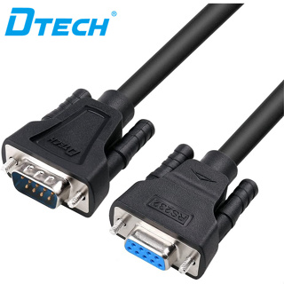 Dtech DB9 RS232 สายเคเบิลอนุกรม ตัวผู้ เป็นตัวเมีย 7 สาย สีดํา สําหรับสื่อสารข้อมูล