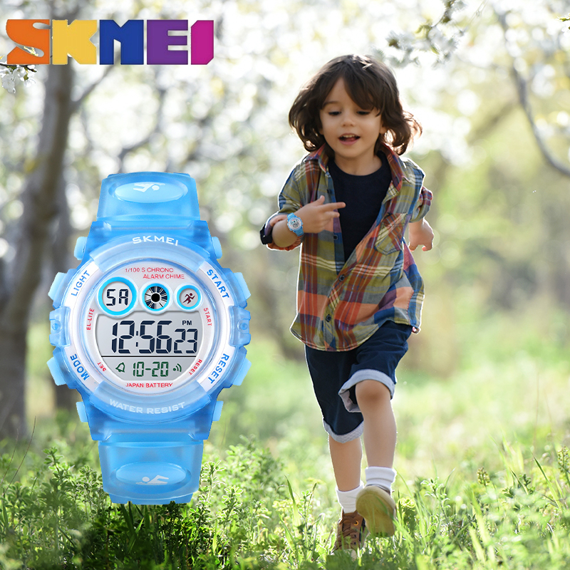 ภาพหน้าปกสินค้าSKMEI นาฬิกาข้อมือ นาฬิกาสำหรับเด็ก ดิจิทัล LED 50Mกันน้ำ มัลติฟังก์ชัน สำหรับเด็ก ของขวัญ
