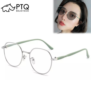 แว่นตาสายตาสั้น เปลี่ยนสีได้ ป้องกันรังสี สไตล์เกาหลี สําหรับนักเรียนหญิง PTQ