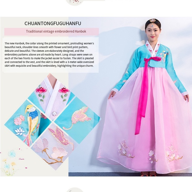 hanbok-แบบดั้งเดิม-hanbok-ชุดกระโปรงยาว-korean-ชุดต่างประเทศ-dai-chang-giam-ชุดเกาหลี-ชุดการแสดง-ชุดเต้นรำบนเวที-ชุดประจำชาติ