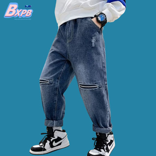 Bxpb- กางเกงยีนขายาว มีซิป ทรงหลวม คุณภาพสูง สไตล์เกาหลี สําหรับเด็ก