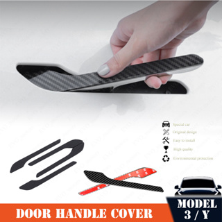 ฝาครอบมือจับประตูคาร์บอนไฟเบอร์ ABS สําหรับ Tesla Model 3 Y Door Handle Cover Protector