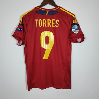 เสื้อกีฬาแขนสั้น ลายทีมชาติฟุตบอล Spain RAMOS TORRES 2012 ชุดเหย้า คุณภาพสูง สไตล์เรโทร A.INIESTA