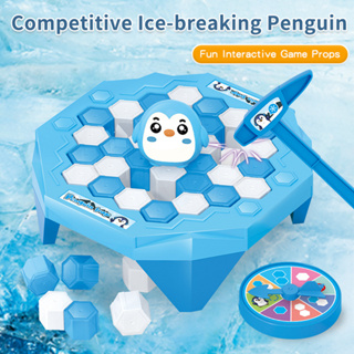 เกมทำลายน้ำแข็งของเล่น กับดักเพนกวิน เกมกระดานแบบโต้ตอบทำลายน้ำแข็งพร้อมชุดแม่ลูกค้อน