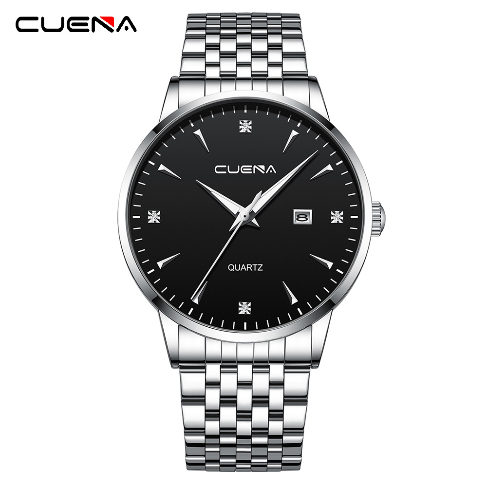cuena-ของแท้-นาฬิกาข้อมือควอตซ์แฟชั่น-สายแสตนเลส-กันน้ํา-สไตล์ธุรกิจ-สําหรับผู้ชาย-6062