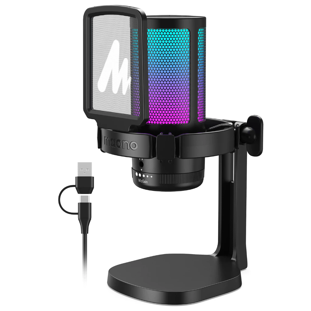 Maono DGM20 ไมโครโฟนเกมมิ่ง RGB USB ตัดเสียงรบกวน ควบคุมด้วยเสียง