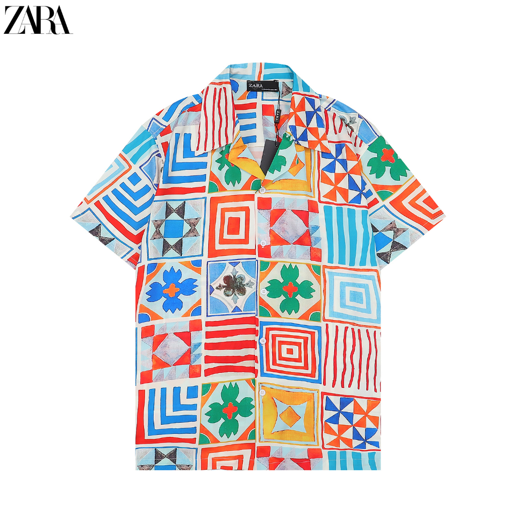 zara-เสื้อเชิ้ตแขนสั้น-พิมพ์ลาย-ลําลอง-แฟชั่นฤดูร้อน-สําหรับผู้ชาย-และผู้หญิง