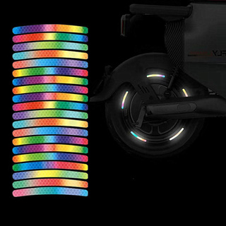 สติกเกอร์สะท้อนแสง สีรุ้ง สําหรับติดตกแต่งขอบล้อรถยนต์ รถจักรยานยนต์ จักรยาน