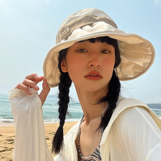 หมวกปีกกว้าง ป้องกันแดด เหมาะกับเดินชายหาด แฟชั่นฤดูร้อน สไตล์เกาหลี สําหรับผู้หญิง