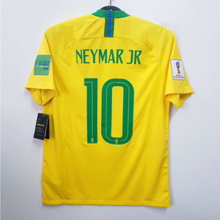 เสื้อกีฬาแขนสั้น ลายทีมชาติฟุตบอล Brazil NEYMAR JR 2018 ชุดเหย้า สไตล์เรโทร คุณภาพสูง