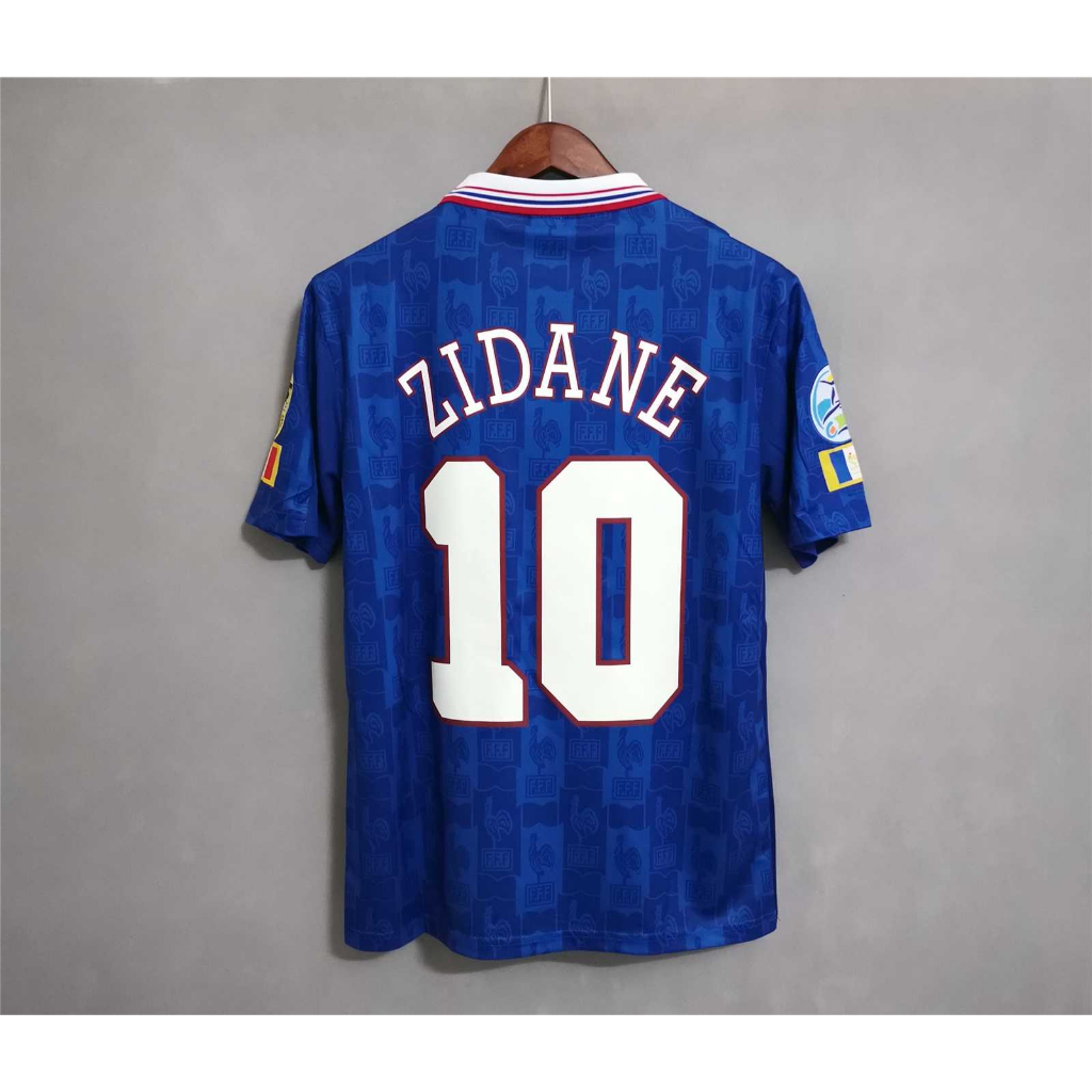 เสื้อยืด-พิมพ์ลายฟุตบอล-france-zidane-deschamps-1996-คุณภาพสูง-สไตล์เรโทร-สําหรับบ้าน