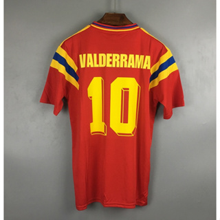 เสื้อกีฬาแขนสั้น ลายทีมชาติฟุตบอล Colombia VALDERRAMA ESCOBAR 1990 ชุดเยือน สไตล์เรโทร คุณภาพสูง