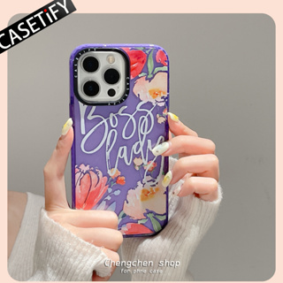 Casetify เคสโทรศัพท์มือถือ ลายดอกไม้ และหัวใจ แต่งกลิตเตอร์ สําหรับ iPhone 14ProMax 13Pro 13 11 12Promax 13Promax 11 12 13 14