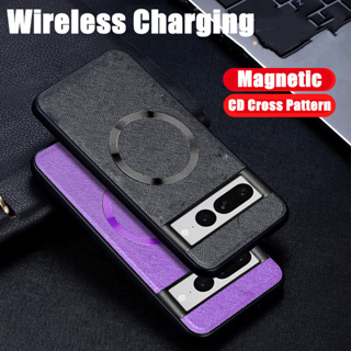 For Google Pixel 8 7 7A 6 6A 5 Pro Case Magnetic Wireless Charging CD Cross Pattern Drop Resistance Cover