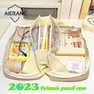 Aicrane 2023 กล่องดินสอ ลายภูเขาไฟ สไตล์เกาหลี ขนาดใหญ่ สําหรับนักเรียนหญิง มัธยมปลาย