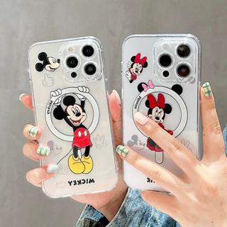 เคสโทรศัพท์มือถือ แบบแม่เหล็ก ลายการ์ตูนมิกกี้เมาส์ มินนี่เมาส์น่ารัก สําหรับ iPhone15 14 13 12 11