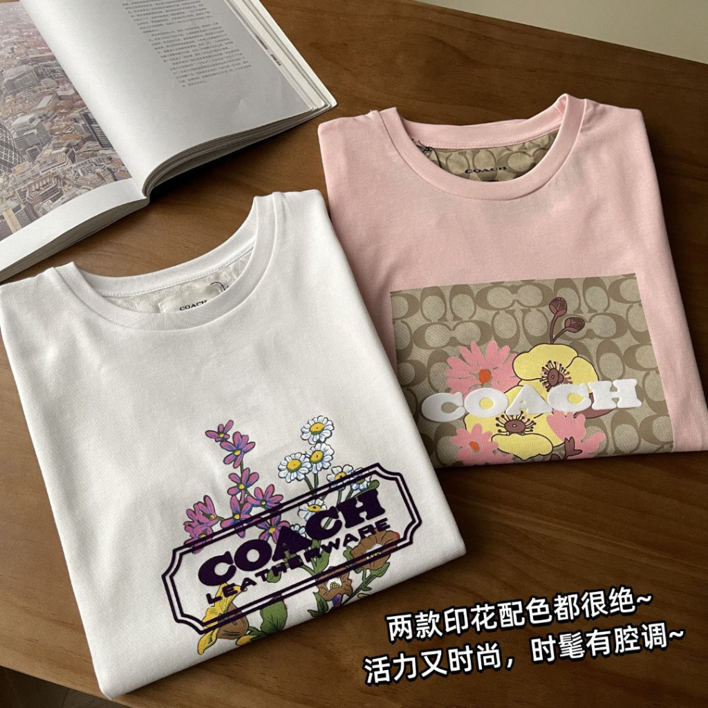 coachi-ใหม่-เสื้อยืดลําลอง-ผ้าฝ้าย-แขนสั้น-คอปก-พิมพ์ลายดอกไม้-ขนาดใหญ่-คุณภาพสูง-แฟชั่นสําหรับผู้ชาย-และผู้หญิง