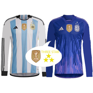 เสื้อกีฬาแขนยาว ลายทีมชาติฟุตบอล ARGENTINA three Star home Otamendi de Paul L.martinez Kun Aguero Dybala 2022 2023 ชุดเหย้า สําหรับผู้ชาย