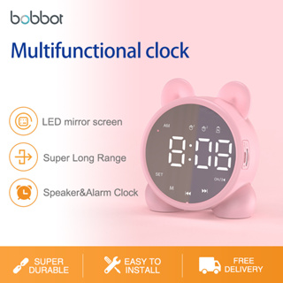 Bobbot นาฬิกาปลุกอัจฉริยะ ลําโพงบลูทูธ การ์ด TF มีไฟ led กระจกตั้งโต๊ะ ขนาดเล็ก สําหรับเด็ก ใช้ในบ้าน นอนหลับ