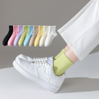 ภาพหน้าปกสินค้าถุงเท้าข้อสั้น ผ้าฝ้าย กันลื่น สีสันสดใส สีขาว สําหรับผู้หญิง ที่เกี่ยวข้อง