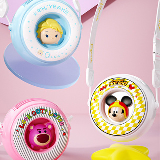 Disney TsumTsum พัดลมแบบคล้องคอ ไร้ใบพัด ลายมิกกี้ มินนี่ หมี สตรอเบอร์รี่ เอลซ่า น่ารัก ชาร์จ USB ปรับได้ ใช้ได้นาน สามเกียร์ สําหรับสํานักงาน กลางแจ้ง