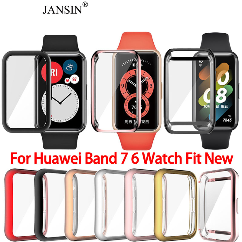 รูปภาพสินค้าแรกของเคส Huawei Band 7 6 เคสใส TPU นิ่มคลุมหน้าจอ สำหรับ Huawei Watch Fit New นาฬิกาสมาร์ท Smart Watch Case