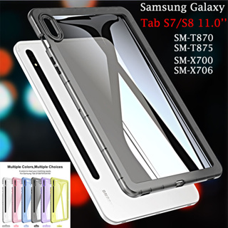 เคสโทรศัพท์มือถือแบบเจลลี่ใส กันกระแทก สีสดใส แฟชั่น สําหรับ Samsung Galaxy Tab S7 S8 11.0 SM-T870 SM-T875 Galaxy Tab S 7 S 8 SM-X700 SM-X706 SM-X706B
